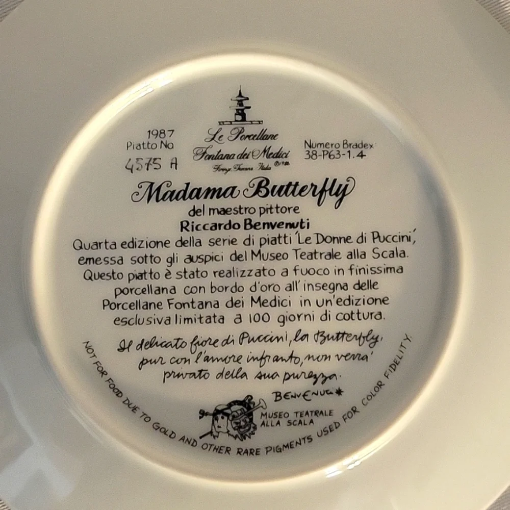1987 Riccaedo Benvenuti Bradford Exchange Collector Plates